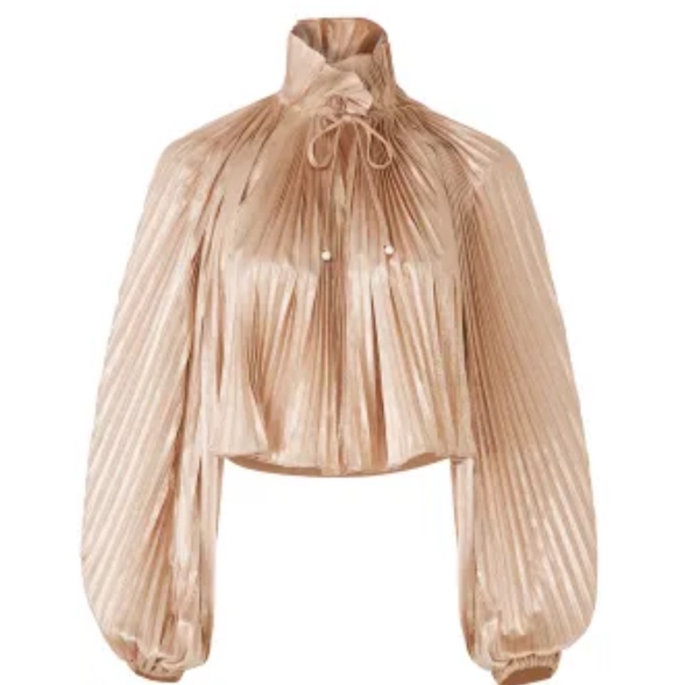 ♥️… Opening Ceremony Gold Foil Pleated Peasant Top
$350